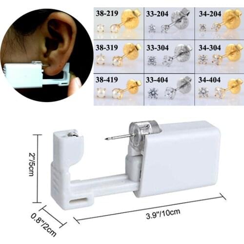 1Unit Zircon Pearl Sterlised Disposable No Pain Ear Nose Piercing Device Machine Tools Ear Piercer Sterile Bezel Tool Machine