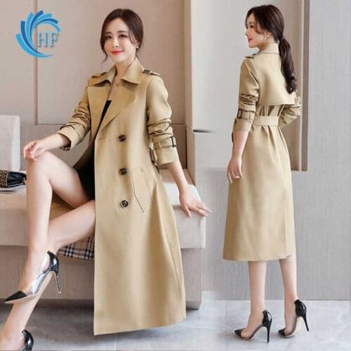 2021 Autumn New Coat Simple Double-breasted Windbreaker Casual Slim British Lapel Mid-length Windbreaker Womens Jacket Clothes