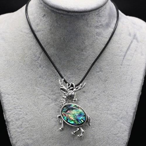 Natural Agates Stone Pendant Necklace Cute Fawn Animals Pendant Necklace for Women Jewelry Necklace Exquisite Gift Length 55+5cm