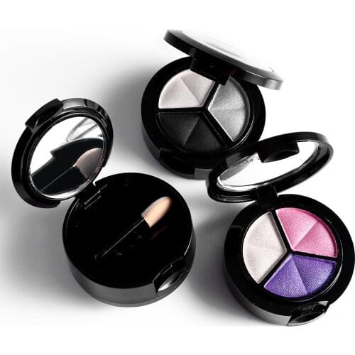 3 Colors Shimmer Glitter Eye Shadow Palette Makeup Copper Bronzer Sliver Grey Metallic Smoky Cut Crease Eyeshadow Nude Cosmetics