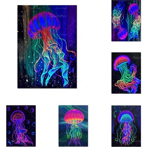 Shallow jellyfish art print poster