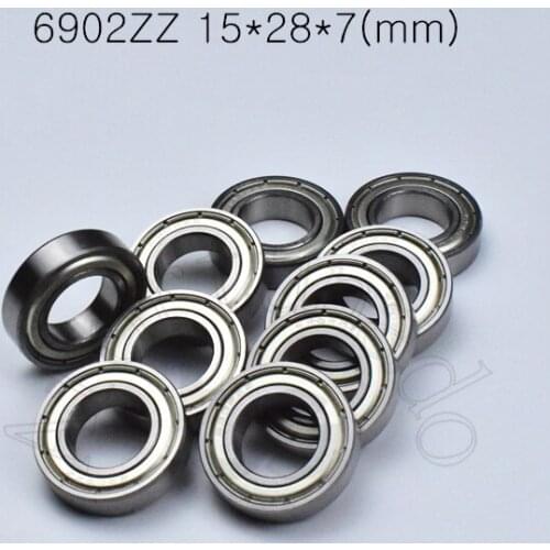 6902ZZ 15*28*7(mm) 10pieces bearings Metal sealed bearing 6902 6902Z 6902ZZ chrome steel deep groove bearing