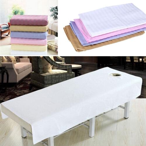 Professional Cosmetic Salon Sheets Spa Massage Treatment Bed Table Cover Sheets With Hole 6 Colors