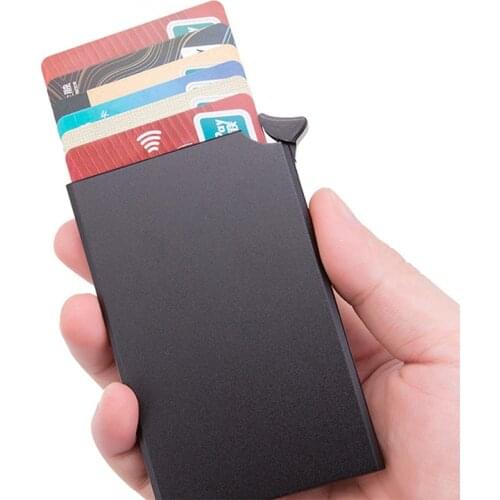 Anti-theft Credit Card Holder Thin ID Card Case Unisex Automatically Solid Metal Bank Card Wallet Business Support Drop Shipping