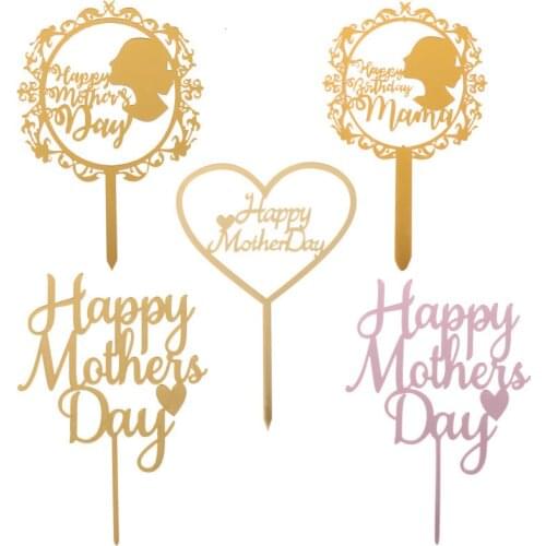 Happy Birthday Mommy Daddy Acrylic Cake Topper Gold Mirror Cake Topper For Father Mother Birthday Party Cake Decorations