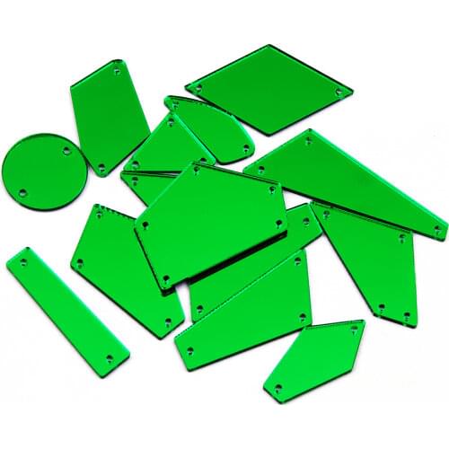 Sewn Strass 30Pcs Green Mirror Sew On Rhinestones Irregular Acryl Mirror Sew On Rhinestones Crystal Sewing Rhinestones