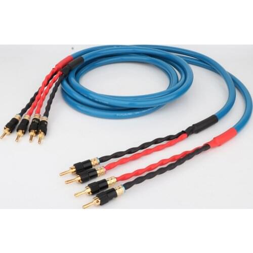 High Quality Pair LS-180 OCC Silver-Plated Speaker Cable Speaker Wire With Gold Plated Banana Plug For HiFi Systems
