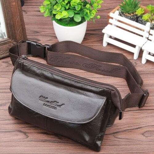 Men Genuine Leather Fanny Waist Bag Men Casual Phone Pocket Purse Hip Belt Bags Single Cross Body Bag Chest Day Pack