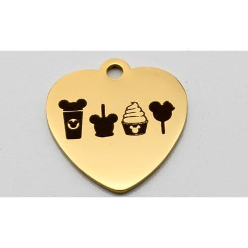 20pcs Snacks Ice Cream Funny Heart Charms Stainless Steel Pendant Heart Charm DIY Handmade Accessories