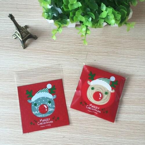 100Pcs Santa Claus Gift Sealing Plastic 10*10cm Self-Adhesive Cake Gift Packages Cookie Candy Pack Christmas OPP Bags 5ZHH218