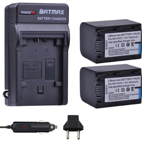 2pc 3000mAh NP-FH70 NP FH70 NPFH70 Battery+Wall Charger for sony NP-FH30 NP-FH100 NP-FH50 HDR-CX12E,HDR-CX7E,HDR-SR10E,HDR-SR12E