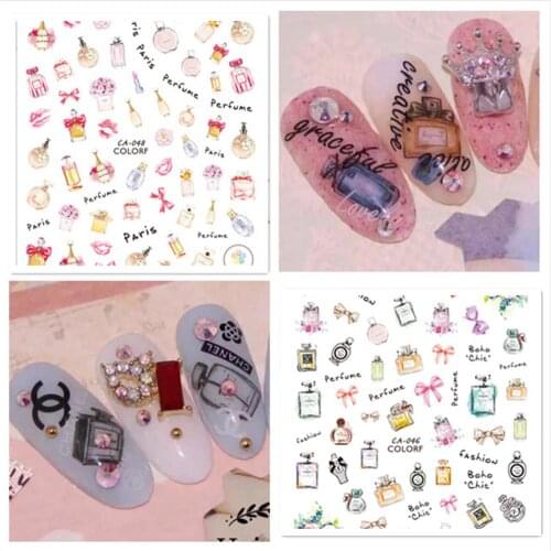 Newest CA-46 47 48 545 3d nail sticker back glue nail decals Japan korea type DIY decorations for nail stamping accessory