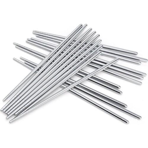 5 Pairs/Set Stainless Steel Round Chopsticks Chinese Stylish Healthy Light weight Chinese Chopsticks Metal*Silver