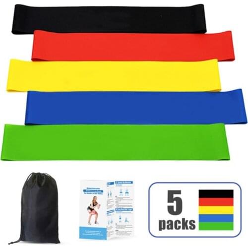 5Pcs/Set Yoga Resistance Rubber Bands Fitness Elastic Bands 0.3mm-1.1mm Training Fitness Gum Pilates Sport Crossfit Workout