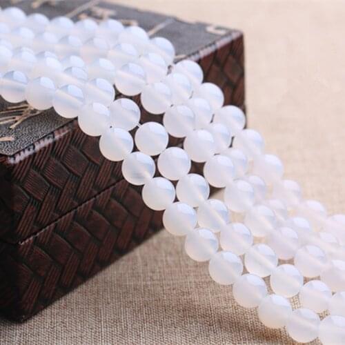 Grade A Natural White Agate Beads 4mm-14mm Smooth Polished Round 15 Inch Strand MN05