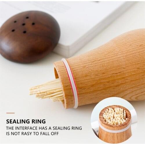 Wooden Toothpick Holder Black Walnut Cute Household Small Mushroom Beech Wood Toothpick Bucket Storage Toothpick Box