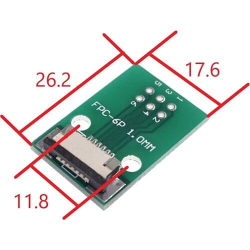 DIY FPC/FFC 6 PIN 1.00 mm pitch Connector SMT Adapter to 2.54 mm Space 1.00 inch pitch through hole DIP PCB adapter solder