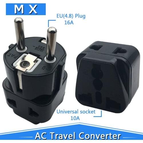 Travel adapter for Europe countries 2 in 1, for Germany France, Spain, Icelandic, Netherlands, Spain with safe ground connection
