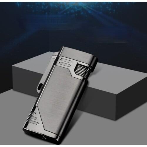 Double Fire Straight Into Inflatable Windproof Lighter Portable Creative Briquets Et Accessoires Fumeurs Gadgets for Men Gifts