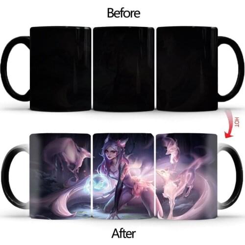 Purple fox goddess mug changing color mugs heat Sensitive 350ml coffee mug cups best gift for your husband boy friend BSKT-067
