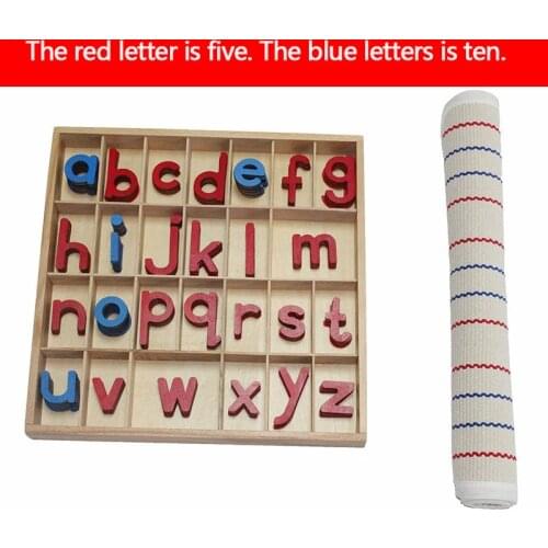 Instructions Activity Small Letter with Wooden Box Blue Red Letter of the Alphabet Toys for Children Montessori Language Toys