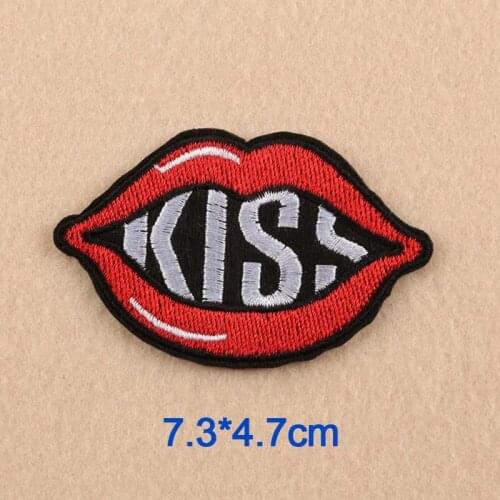 Kiss in Mouth Lips Embroidery Punk Clothes Patch For Clothing Iron On Patch Motif Applique DIY Accessory
