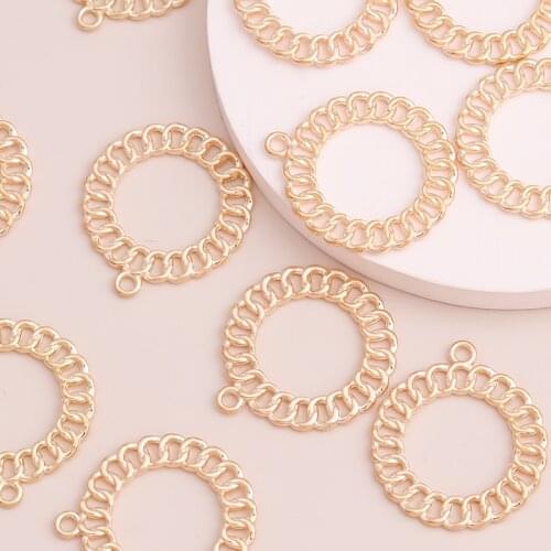 8pcs 32x27mm Gold Color Geometric Twisted Circles Round Charms Beads for DIY Bracelets Necklaces Making Finding