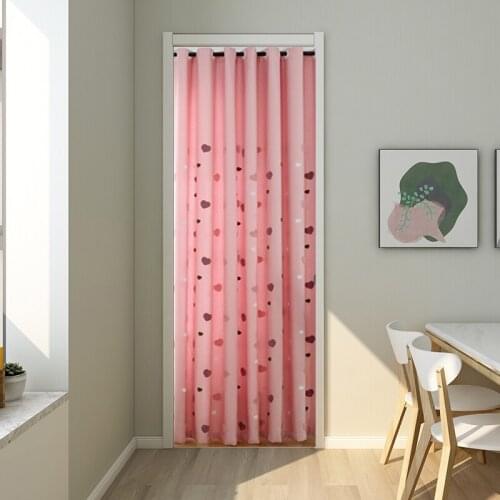 Cartoon Embroidered 3D Pink Love Heart Dust-proof Door Curtains For Home Bedroom Wardrobes Cloakroom Sliding Door Decoration #35