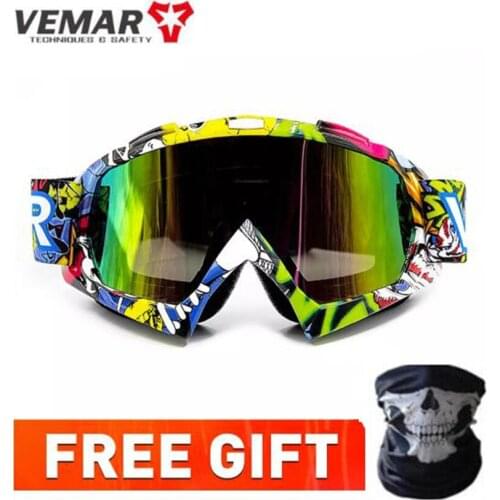 Motocross Ski Glasses Sunglasses Replaceable Lens Goggles Scooter Biker Colorful Lens Racing Eyewear Windproof