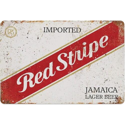 TIN Sign Red Stripe Jamaica Beer Metal Plaque, Retro Decor for Bar, Cafe, Pub, Size Tin Sign Man Cave Unique Novelty