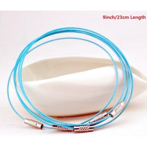 Wholesale 50Pc/Lot Stainless Steel Wire Hand Bracelet lake blue Collares Populares Materials Make Bracelet Cierres Para Collares