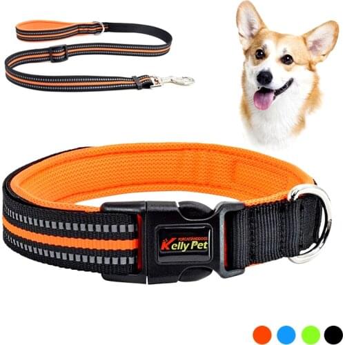 Pet Dog Collar Reflective Adjustable Buckle Dogs Leash Rope Set Nylon Pets Collars For Small Medium Large Dogs Puppy Chihuahua