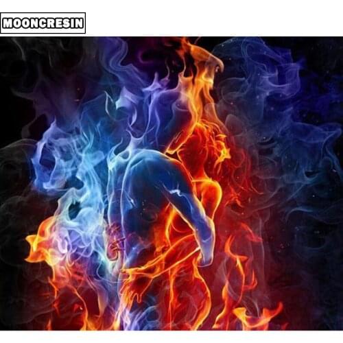 Full Square Drill 5D Diy Diamond Painting Water and Fire Of Love Handmade Diamond Embroidery Set Cross Stitch Mosaic Decor Gift