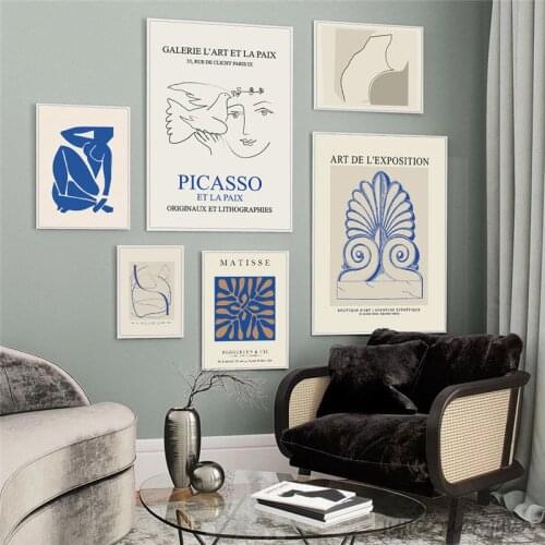 Posters Canvas Painting Picasso Matisse Blue Abstract Nordic Wall Art And Prints Wall Pictures For Living Room Home Decor