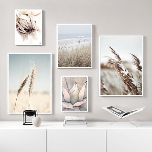 Reed Grass Sea Landscape Poster Scandinavian Canvas Print Nature Scenery Wall Art Picture Painting Nordic Style Home Room Decor