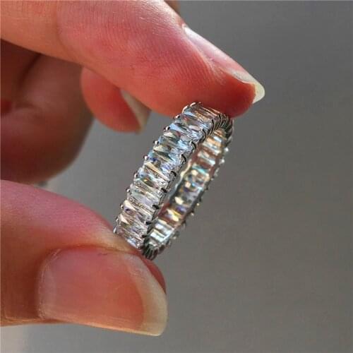 Luxury Female Crystal Small Nature Diamond Ring 100% Real 925 Sterling Silver Engagement Ring Vintage Wedding Rings For Women