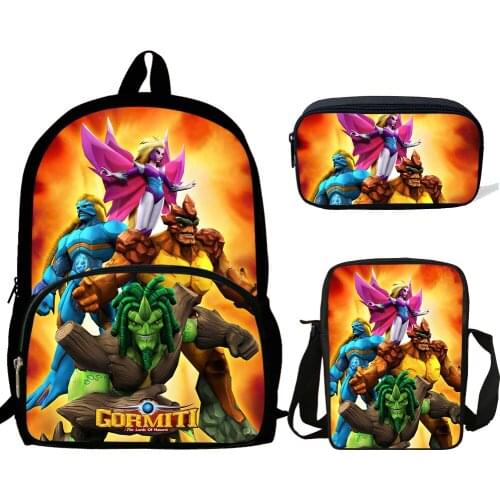Gormiti Print Backpacks Children Bookbag School Bag Mochila Boys/Girls Daily Shoulder Set Pencil Croobody Custom