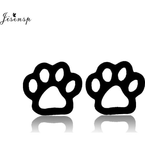 Jisensp Tiny Dog Paw Stud Earrings for Women Puppy Cute Children Earrings bijoux femme Post Dog Jewelry Accessories 2019