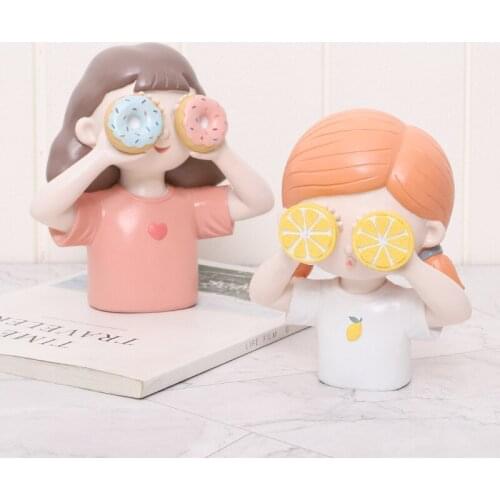 Modern Simple Resin Donut Boy Girl Sculpture Ornament Childrens Room Desktop Handicraft Home Decoration Accessories Crafts