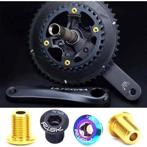 Risk 4pcs Titanium Alloy Bicycle Chain Wheel Fixing Screw Crankset Bolts M8*10 mm For DURA-ACE/ULTEGRA Road Bike Parts