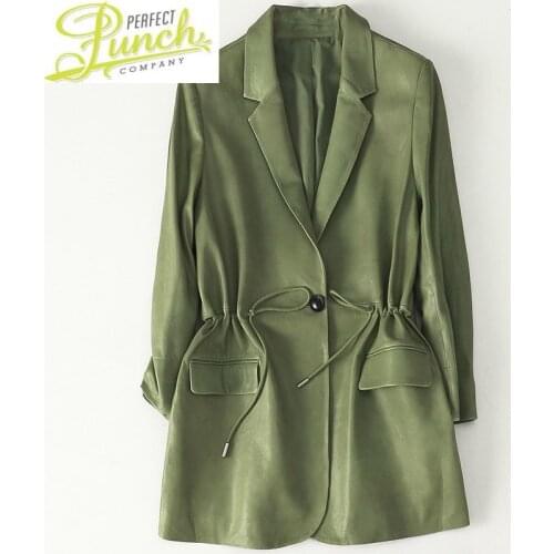 Spring Real 2021 Womens Fashion Leather Jacket Sheepskin Coat Women Green Chaqueta Cuero Mujer D9646Q01 Pph496