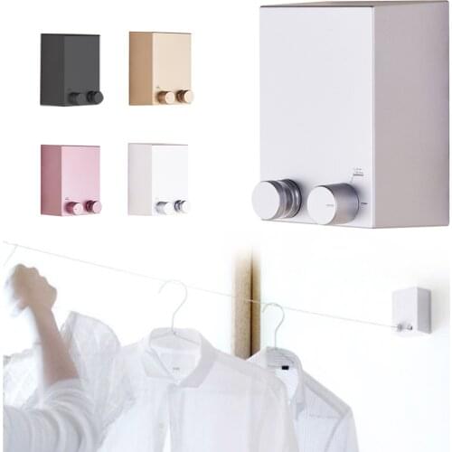 Retractable Clothesline Indoor Outdoor Clothes Drying Rack Wall Mounted Laundry Dryer Hanger Bathroom Invisible Clothes Line
