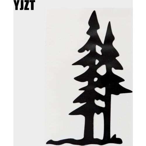 YJZT 9.7CM×15.7CM Fashion Plant Tree Vinyl Car Window Sticker Decal Black/Silver 18B-0156