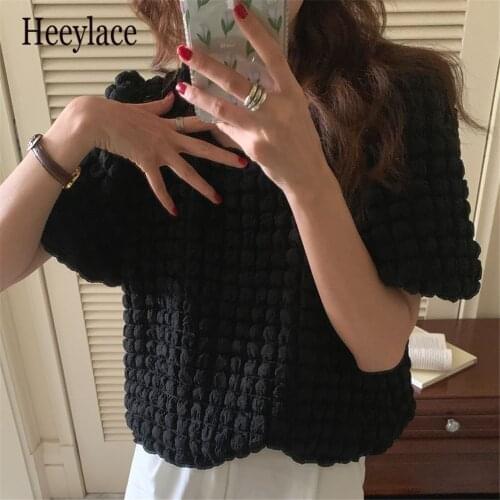 All Match New Square Collar Puff Sleeves 2021 Lady Stylish Korean Tops OL Shirts Femme Women Fashion Summer Streetwear Blouses