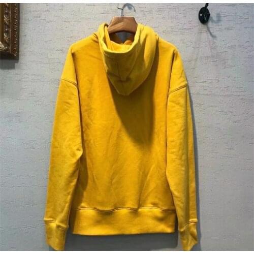 2022 SS Woman Yellow Sweatshirt Hooded front Letters Embroidered Drop Shoulder Oversized Pullovers Long Sleeves Front Pocket