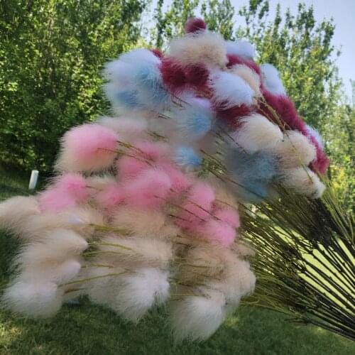 1pc Flocking Hairy Ball Flower Head Artificial Flower Branch Home Wedding Hotel Flower Arrangement Decoration Materials