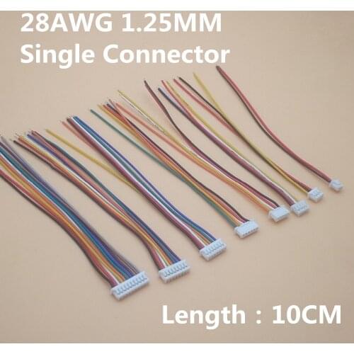 10Pcs/Lot 1.25mm Cable Connector 1.25 JST Single Electronic Wire Connectors 2/3/4/5/6/7/8/9/10 Pin 10cm DIY Line 28AWG