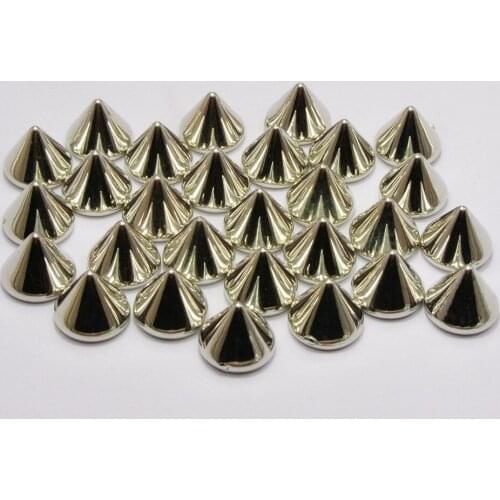 100 Silver Tone Metallic Rock Punk Acrylic Spike Taper Stud 10X8mm No Hole