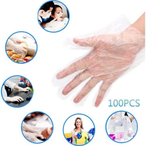 100pcs/Set Food Grade Plastic Disposable Gloves Eco-friendly One-off Plastic Gloves for Restaurant Kitchen BBQ Food Gloves