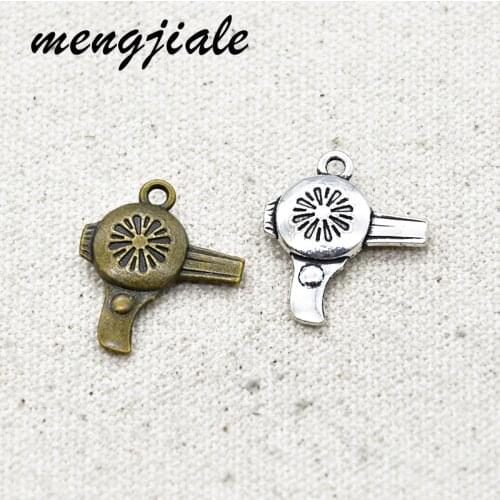 15pcs Two color alloy metal hair dryer charms Haircut series Pendants for Jewelry accessories making 20*23mm